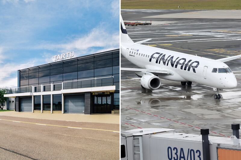 From left, Tartu Airport in Estonia and a Finnair passenger plane. Marek Metslaid / Getty Images