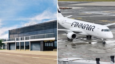 From left, Tartu Airport in Estonia and a Finnair passenger plane. Marek Metslaid / Getty Images