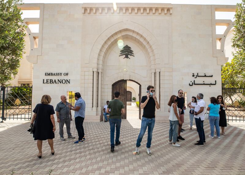 Lebanese voters at the Embassy of Lebanon in Abu Dhabi. Victor Besa / The National