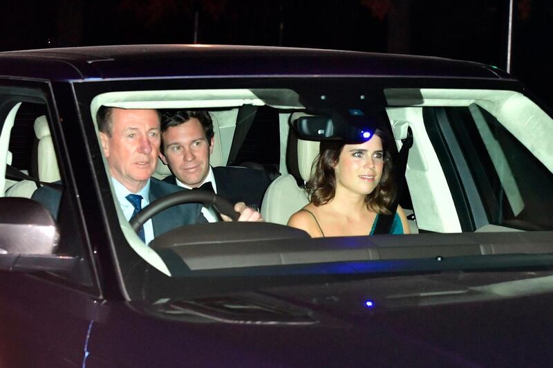 Princess Eugenie and Jack Brooksbank, centre. PA via AP