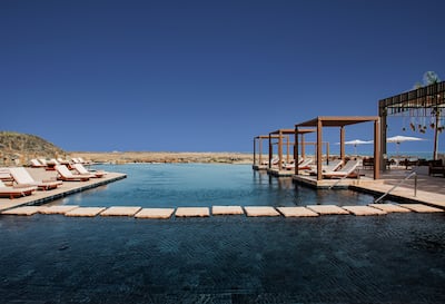 The SeaSalt pool offers dramatic water and wadi views.