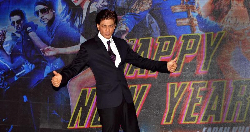 Indian Bollywood actor Shah Rukh Khan attends a promotional event for the film Happy New Year in Mumbai on October 28, 2014. AF