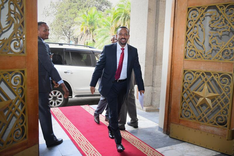 epa06641959 Ethiopia's new Prime Minister Abiy Ahmed arrives at the parliament for the swearing-in ceremony in the capital Addis Ababa, Ethiopia, 02 April 2017. Ahmed became the country's new top leader after his predecessor Hailemariam Desalegn unexpectedly resigned.  EPA/STR