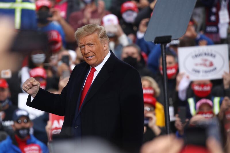 President Donald Trump delivers remarks at a rally during the last full week of campaigning before the presidential election on in Allentown, Pennsylvania. AFP