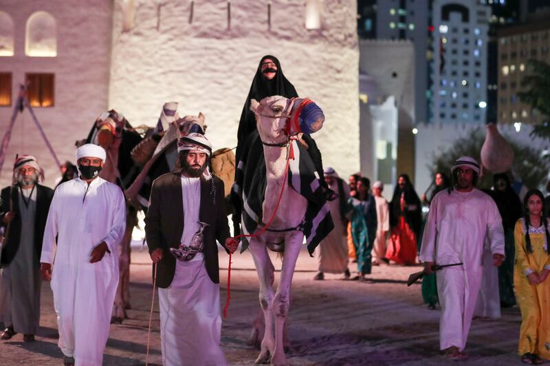 The festival features Al Freej, a re-created Emirati village with its own market, blacksmith, palm weaving stations and goat pen. Khushnum Bhandari / The National