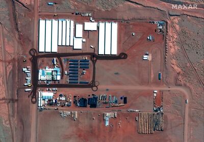 A view of the main logistics base at Cauchari Solar Facility in Olacapato Grande, Argentina is seen in this Maxar GeoEye-1 satellite image taken on April 13, 2019. Image taken on April 13, 2019.  Courtesy Satellite image ©2019 Maxar Technologies/Handout via REUTERS    ATTENTION EDITORS - THIS IMAGE HAS BEEN SUPPLIED BY A THIRD PARTY. NO RESALES. NO ARCHIVES. MANDATORY CREDIT.