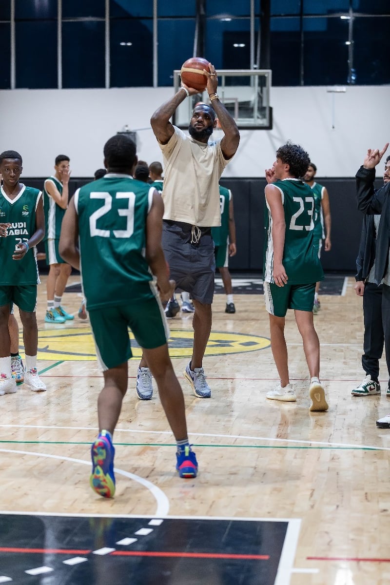 LeBron James during a basketball clinic in Saudi. Photo: Saudi Ministry of Sport