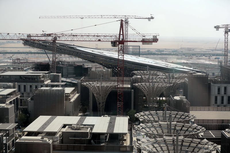 Dubai, United Arab Emirates - October 21, 2019: Sustainability pavilion. Exclusive site tour of Expo 2020. The Global Media briefing will introduce the world's media to The Worl's Greatest Show. Monday the 21st of October 2019. JVC, Dubai. Chris Whiteoak / The National