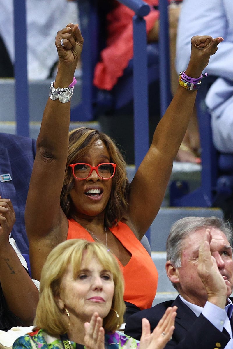 TV host Gayle King during the US Open match between Ajla Tomlijanovic and Serena Williams. AFP