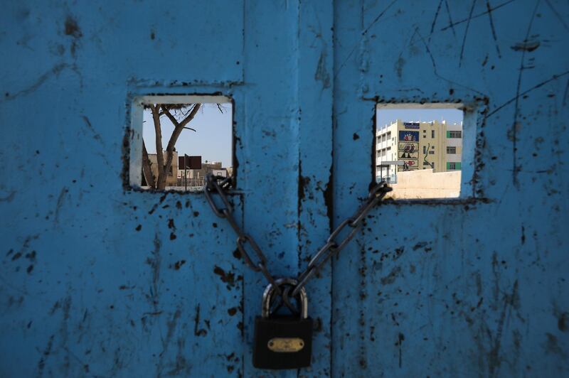 A United Nations-run school is closed during the first day of an UNRWA workers strike in Amman, Jordan, November 3, 2019. REUTERS/Muhammad Hamed