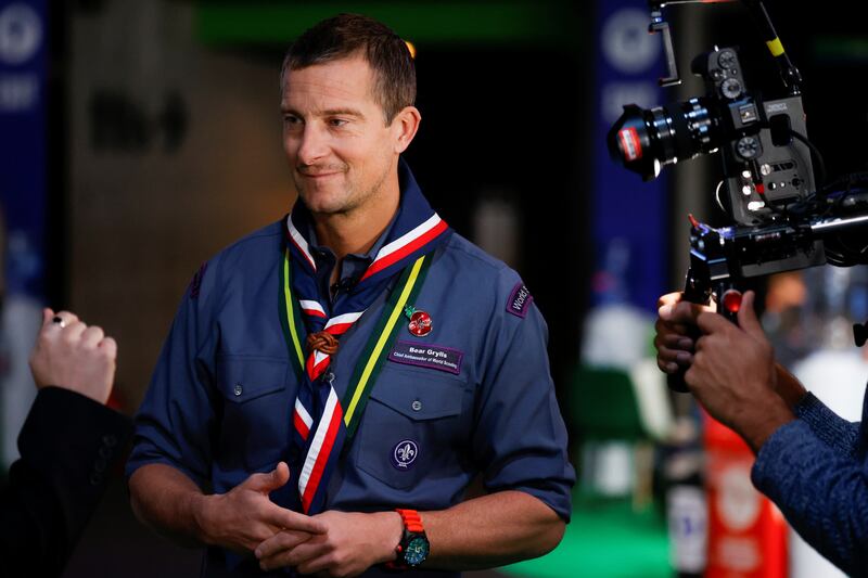 British television personality and survival expert Bear Grylls, who is also chief ambassador of World Scouting, attends the summit. Reuters