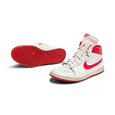 The trainers were gifted by Michael Jordan to Tommie Tim III Lewis, who was a ball boy. Photo: Sotheby's