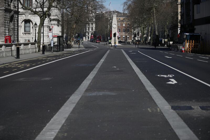 Empty streets in Trafalgar Square as the spread of the coronavirus disease (COVID-19) continues, in London. Reuters