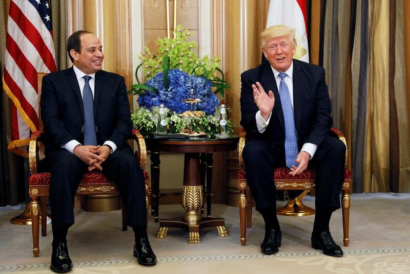 US President Donald Trump meets with Egyptian president Abdel Fattah El Sisi in Riyadh, Saudi Arabia, May 21, 2017. Jonathan Ernst / Reuters