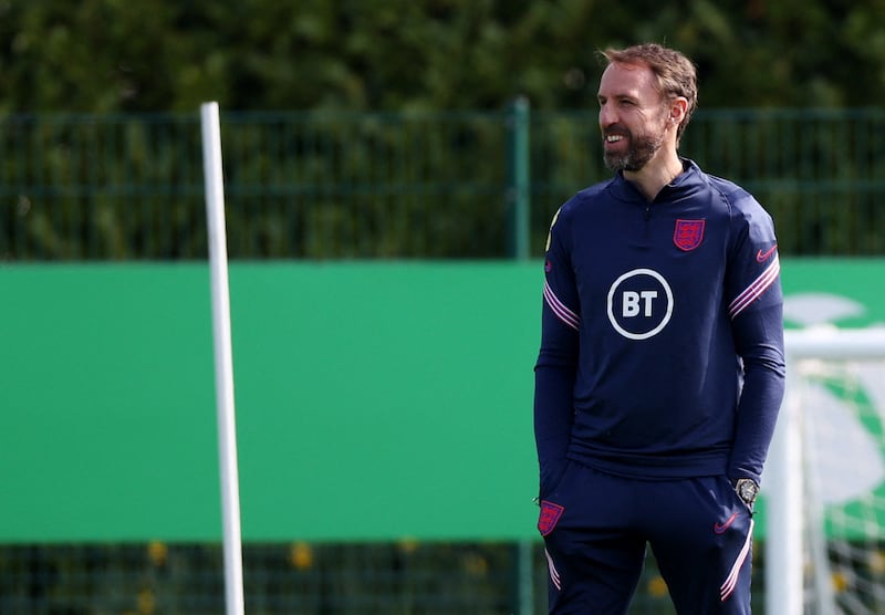 England manager Gareth Southgate oversees training. Reuters