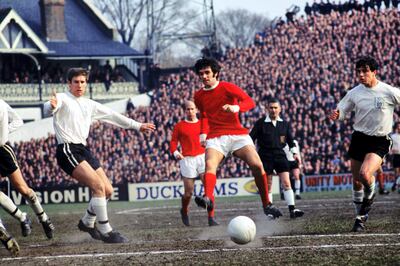 George Best, Manchester United in action against FulhamNo Use UK. No Use Ireland. No Use Belgium. No Use France. No Use Germany. No Use Japan. No Use China. No Use Norway. No Use Sweden. No Use Denmark. No Use Holland