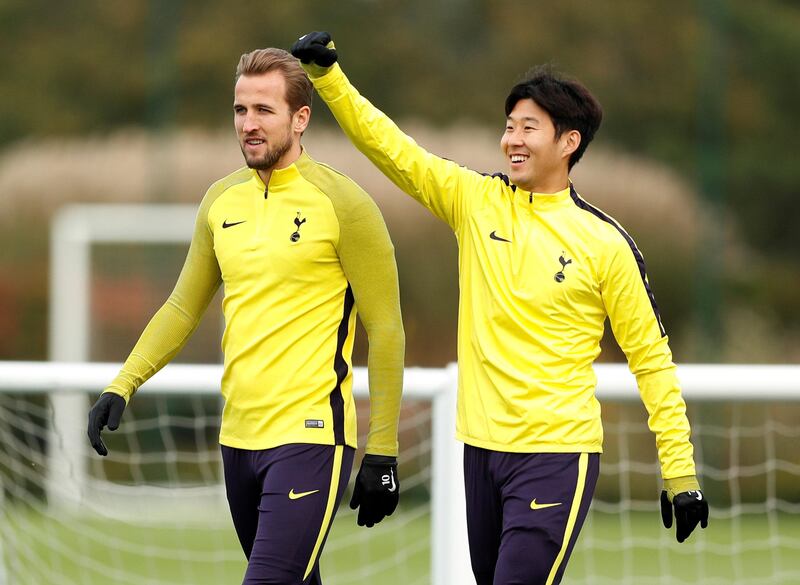 Harry Kane and Son Heung-min during training. John Sibley / Reuters