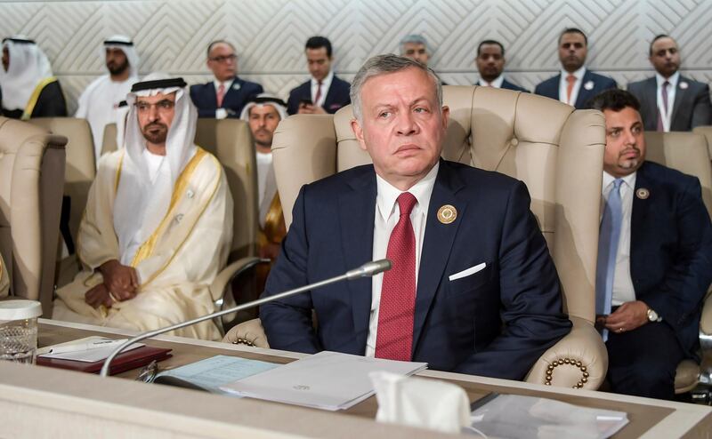 Jordan's King Abdullah II attends the opening of the 30th Arab Summit in Tunis, Tunisia.   AP