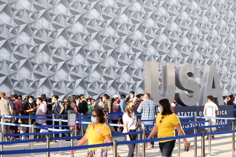 The US pavilion attracted visitors.