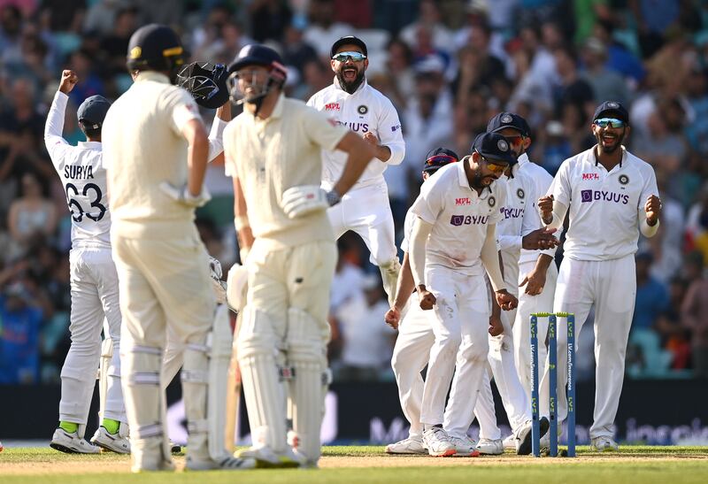 India celebrate after winning the fourth Test. Getty