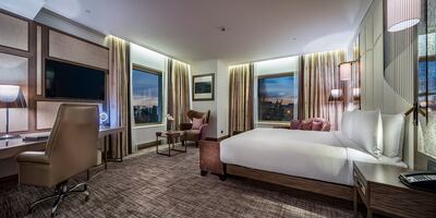 Rooms at Hilton Podgorica Crna Gora offer views over Montenegro's capital.