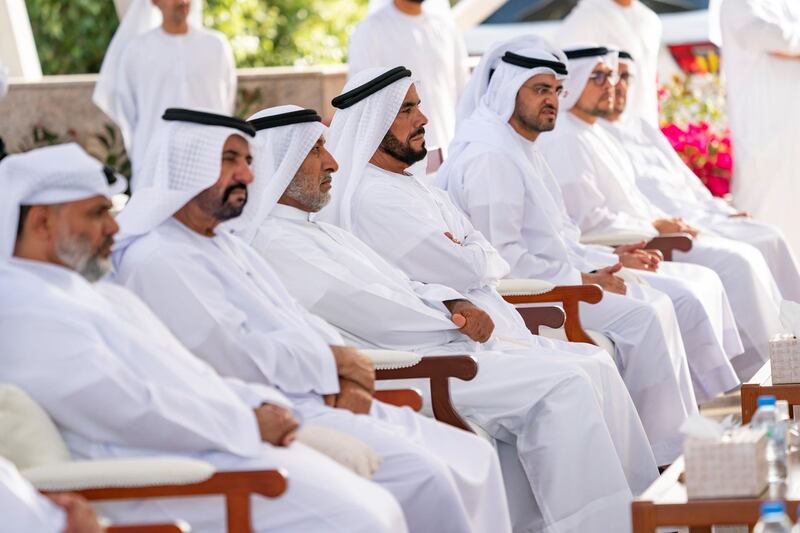 ABU DHABI, UNITED ARAB EMIRATES - March 16, 2020: Guests attend a Sea Palace barza which focused on the UAE’s Covid19 response. 

( Mohamed Al Hammadi / Ministry of Presidential Affairs )
---