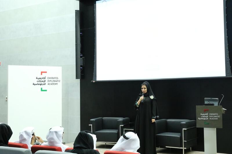 Dr Ebtisam Al Ketbi, president of the Emirates Policy Centre, spoke of the UAE's foreign policy at the Emirates Diplomatic Academy this week. Emirates Diplomatic Academy.