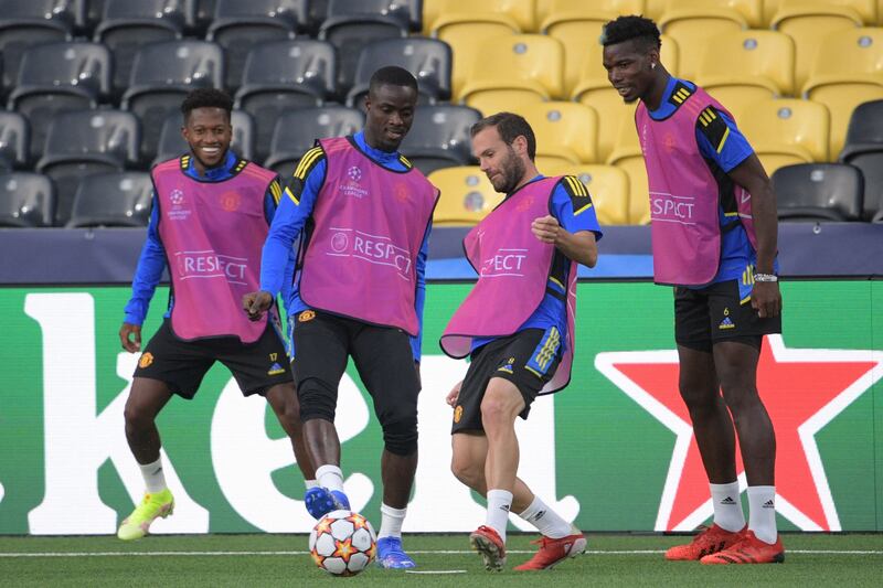 Left to right: Fred, Eric Bailly,  Juan Mata and Paul Pogba. AFP