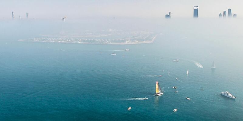 Thick fog hangs over the Corniche ahead of the Abu Dhabi Ocean Racing on January 3, 2015. Courtesy Ainhoa Sanchez / Volvo Ocean Race