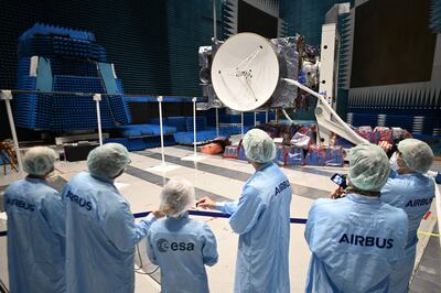 The spacecraft is being housed in a 'clean room' at an Airbus factory in Toulouse, France. AFP 