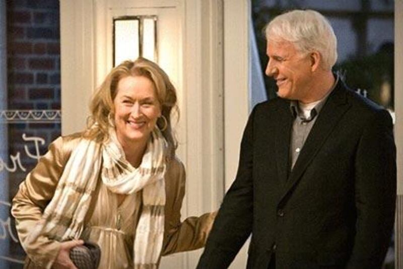 Meryl Streep as Jane and Steve Martin as Adam in It's Complicated.