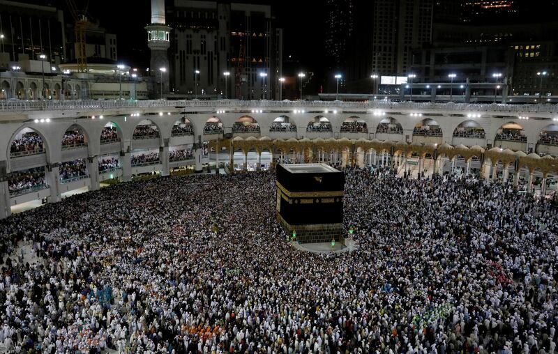 FILE PHOTO: Muslim pilgrims circle the Kaaba and pray at the Grand mosque at the end of their Haj pilgrimage in the holy city of Mecca, Saudi Arabia August 13, 2019. Picture taken August 13, 2019. REUTERSUmit Bektas/File Photo