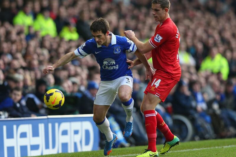 Leighton Baines broke his right toe against Liverpool on Saturday. Alex Livesey / Getty Images