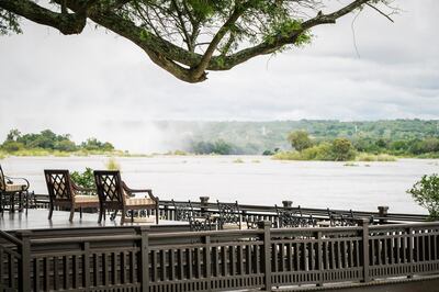 The Sundeck is the best spot for a sundowner and to view the beautiful African sunsets. The Royal Livingstone Zambia Hotel Victoria Falls by Anantara