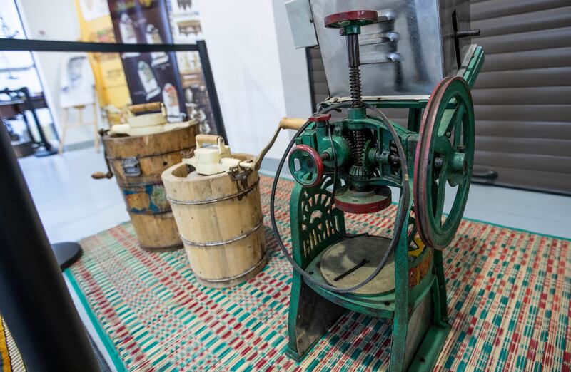 An old ice cream maker.