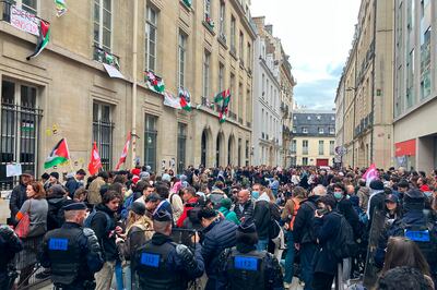 Student protests in Paris have erupted at Sciences Po university, the alma mater of French President Emmanuel Macron. AP 