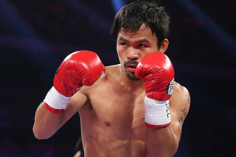 Manny Pacquiao shown during a fight against Chris Algieri in November 2014. Chris Hyde / Getty Images