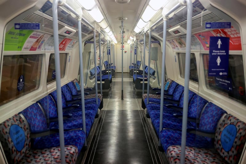 An empty underground train in London. Reuters