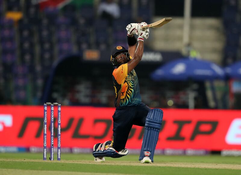 Sri Lanka's Avishka Fernando hits a six ln his way to 30 from 28 balls. Chris Whiteoak / The National