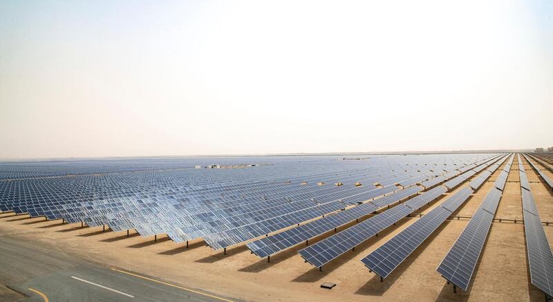 Mohammed bin Rashid Al Maktoum Solar Park has a planned capacity of 5,000 megawatts by 2030 and cost Dh50bn to build. Courtesy: Sheikh Mohammed bin Rashid Twitter