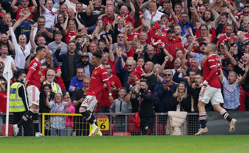 Cristiano Ronaldo celebrates scoring Manchester United's second goal against Newcastle. PA