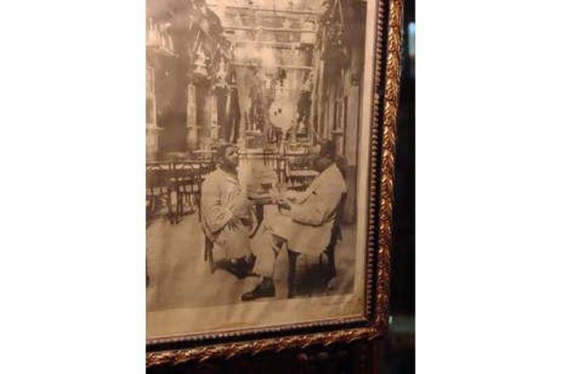 A photo of Mahfouz as a young man hangs in al Fishawi Cafe.