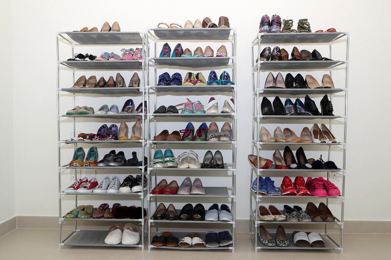 Ms Solmaz owns over 50 pairs of shoes and she has turned a bedroom into a shoe room 
