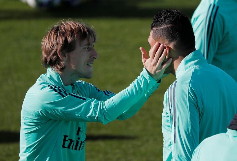 Real Madrid's Luka Modric and Casemiro. Reuters
