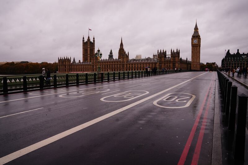 Westminster Bridge in London is deserted during the England v Iran game. PA