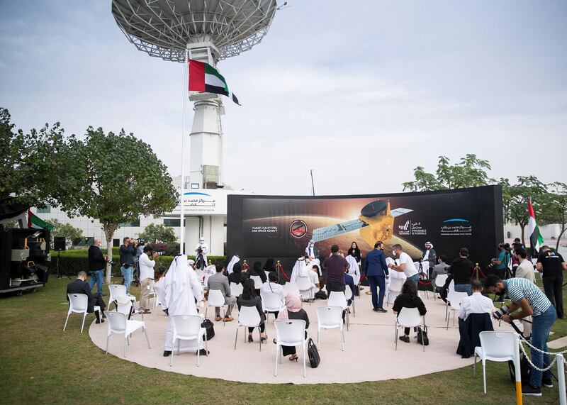 DUBAI, UNITED ARAB EMIRATES. 10 FEBRUARY 2021. Press conference held after UAE Hope Probe reached Mars on Wednesday. Photo: Reem Mohammed / The NationalReporter: