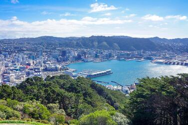 A view of Wellington's inner-city waterfront from one of its many green hills. Getty Images