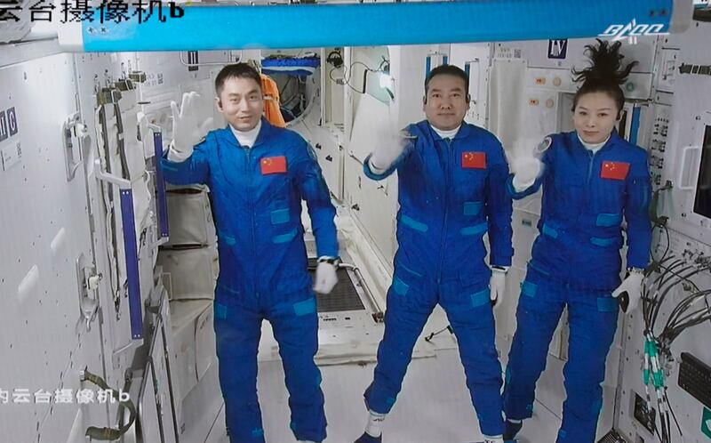 Completion of China’s space station is scheduled for the end of 2022. The Tiangong’s core module Tianhe is already in orbit and has been hosting astronauts, including Wang Yaping, its first female astronaut. Xinhua / AP