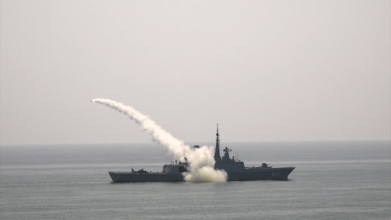 A missile is fired from a Saudi Royal Navy destroyer during a joint 10-day exercise between Saudi Royal Navy and Pakistan Navy in the Arabian Sea. Reuters