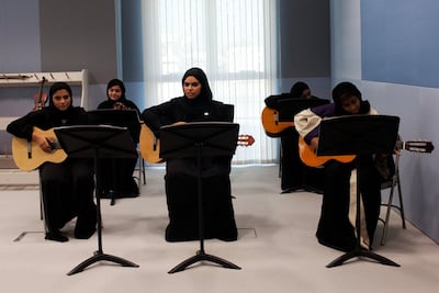 Thursday 19th February ,The Inauguration ceremony of Samaya Young Ladies of Sharjah. The new headquarters of Samaya Young Ladies of Sharjah is the largest of its kind in the UAE and region. This is the music department where young women can learn to play an instrument of their choice. 
 Anna Nielsen for The National *** Local Caption ***  _MG_9947.jpg